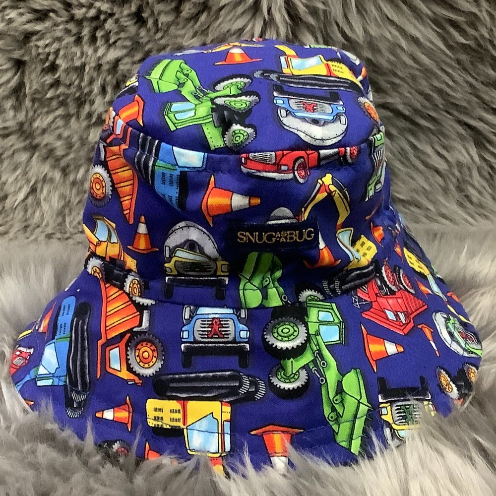 Snug As A Bug Infant's Blue Construction Truck Sun Hat / 3-6 Months